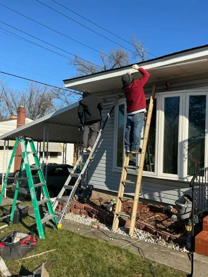 Restoration crew performing exterior repair in Sharon